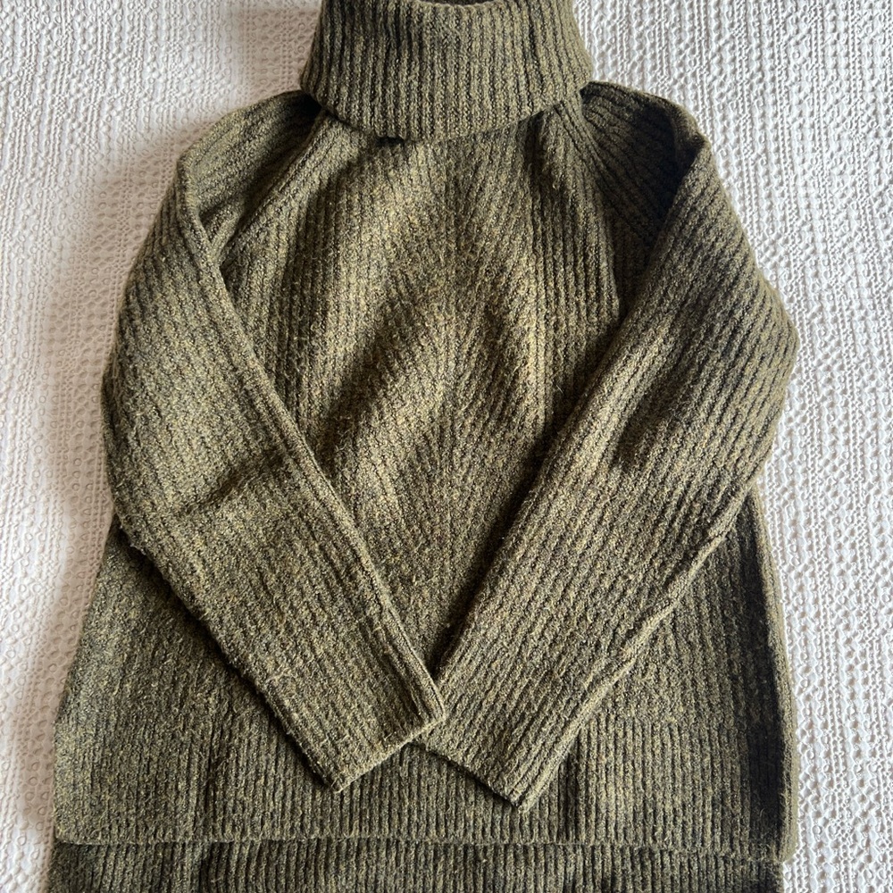 Madewell Ribbed Olive Turtleneck Sweater